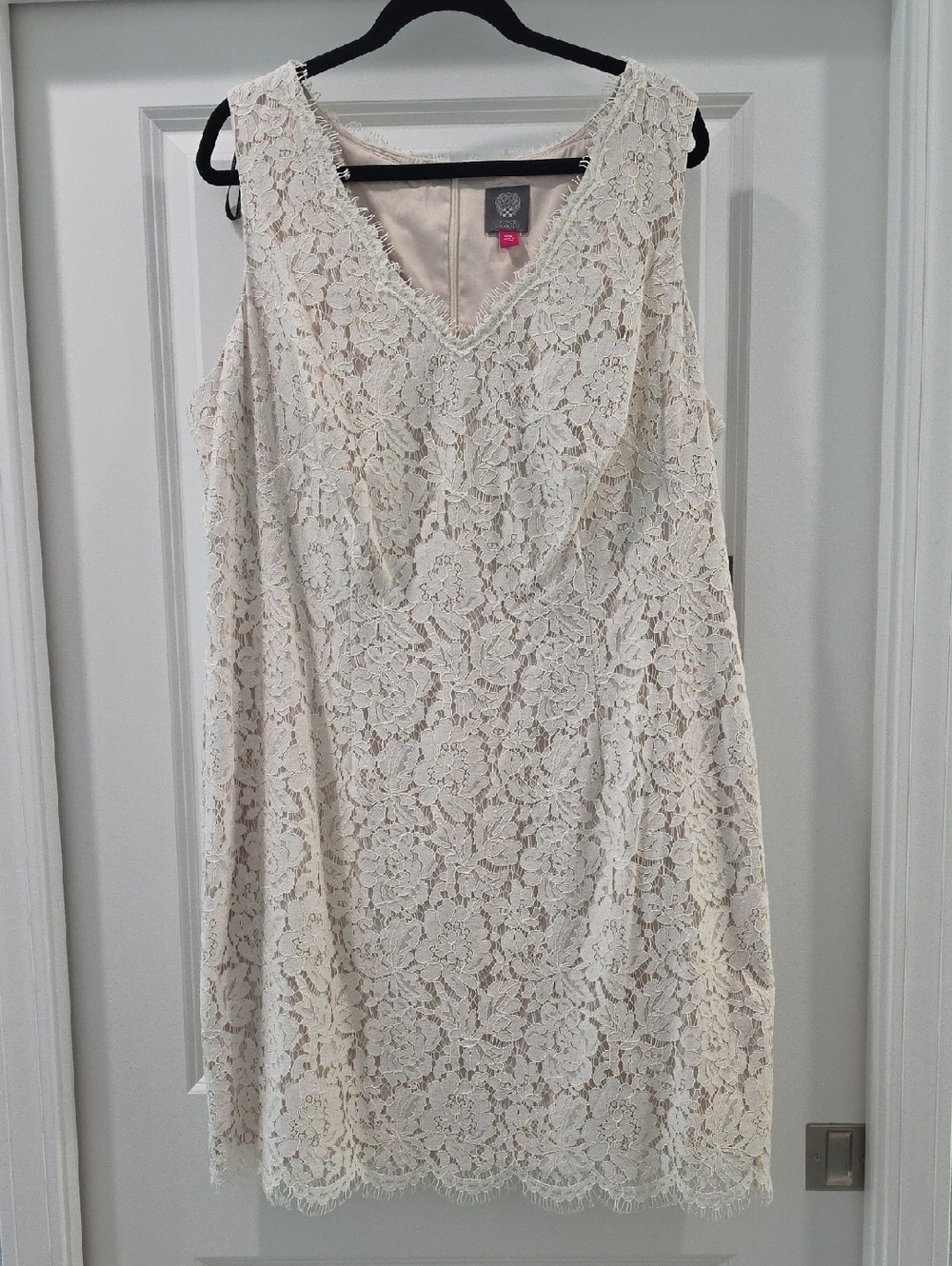 Vince Camuto Ivory Lace Dress with Floral Overlay